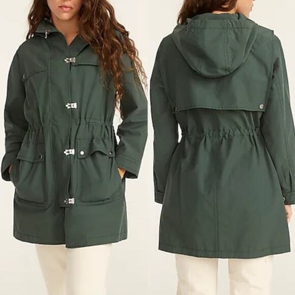J. Crew green hooded utility jacket size medium - Picture 1 of 10